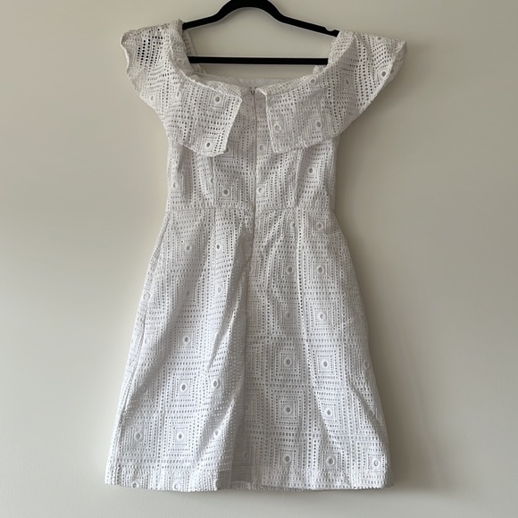 KOOKAI White Broderie Anglaise Embroidered Off The Shoulder Mini Dress - Picture 11 of 16